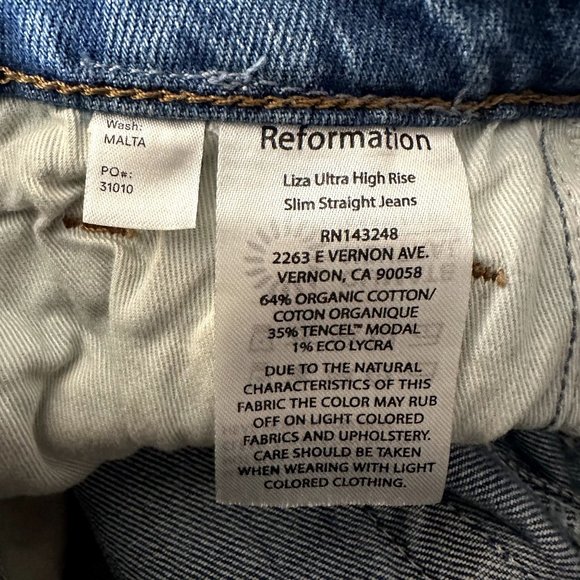 Reformation Liza Ultra High Rise Slim Straight Jeans in Malta - Picture 8 of 11